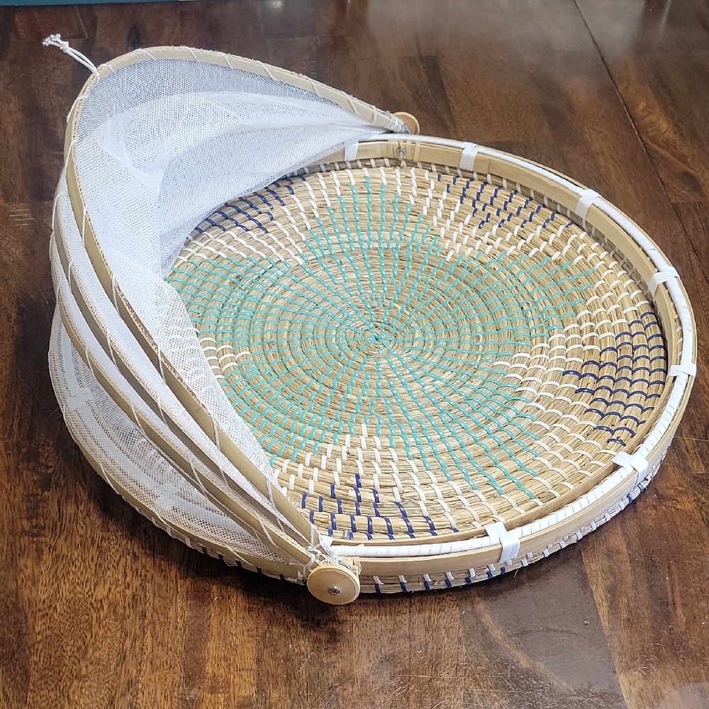 Woven Bamboo Serving Plate Mesh Food Dome
